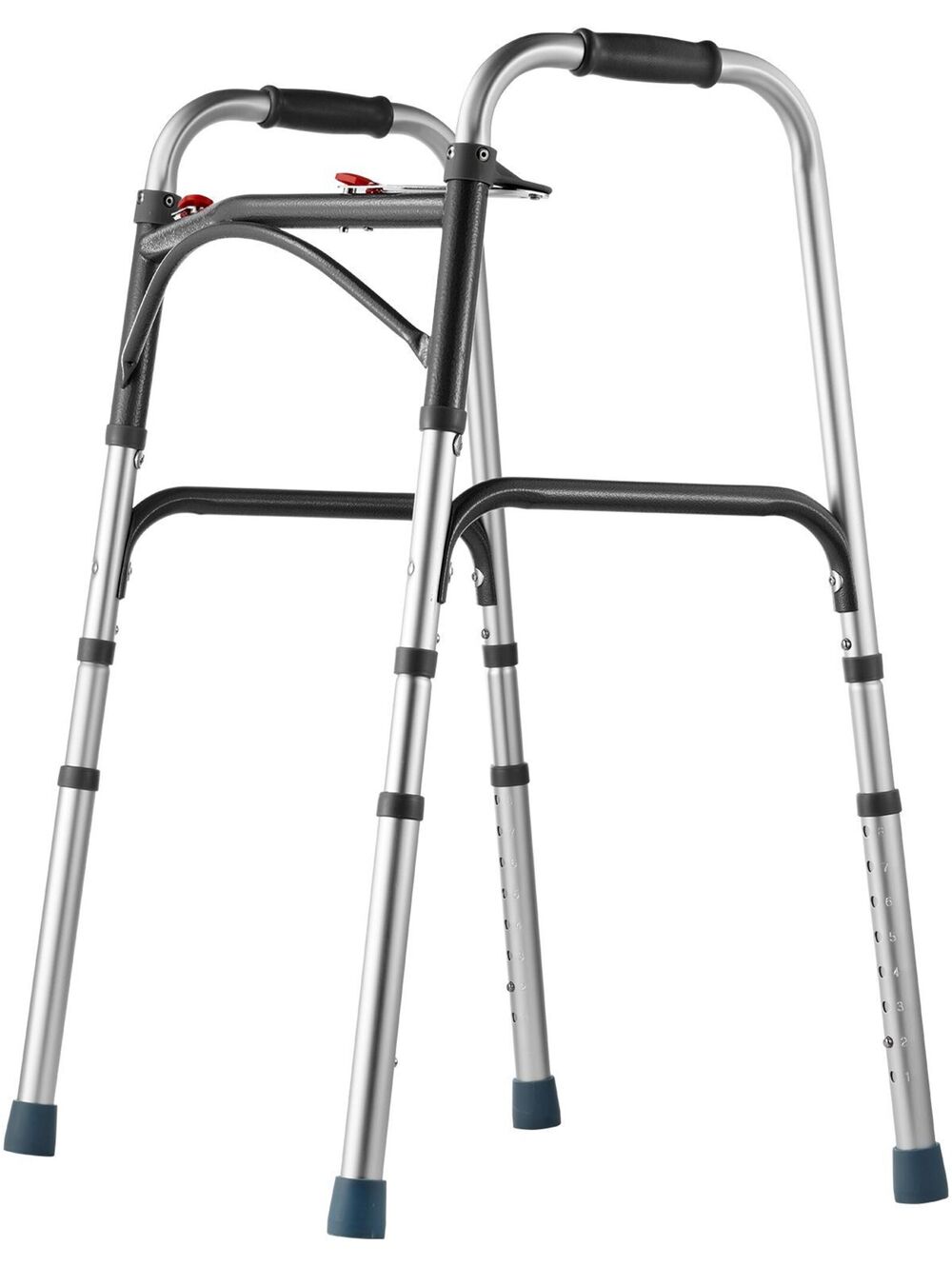 Folding Walker, 2-Button Folding Walkers with 8-Level Adjustable Height